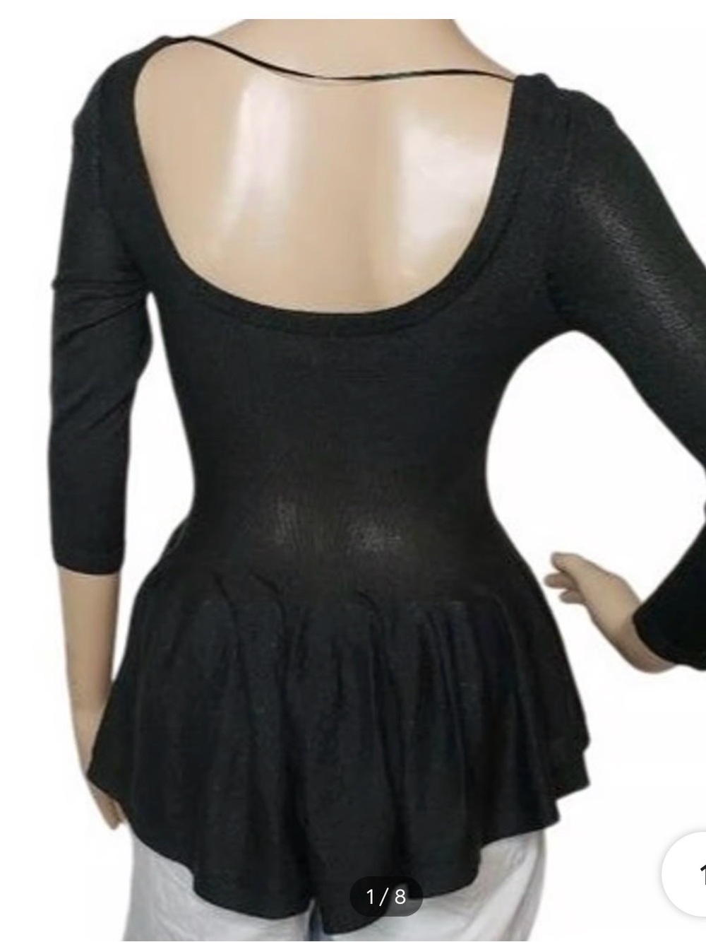 Dark green Scoop Back Peplum Long-Sleeve Dress